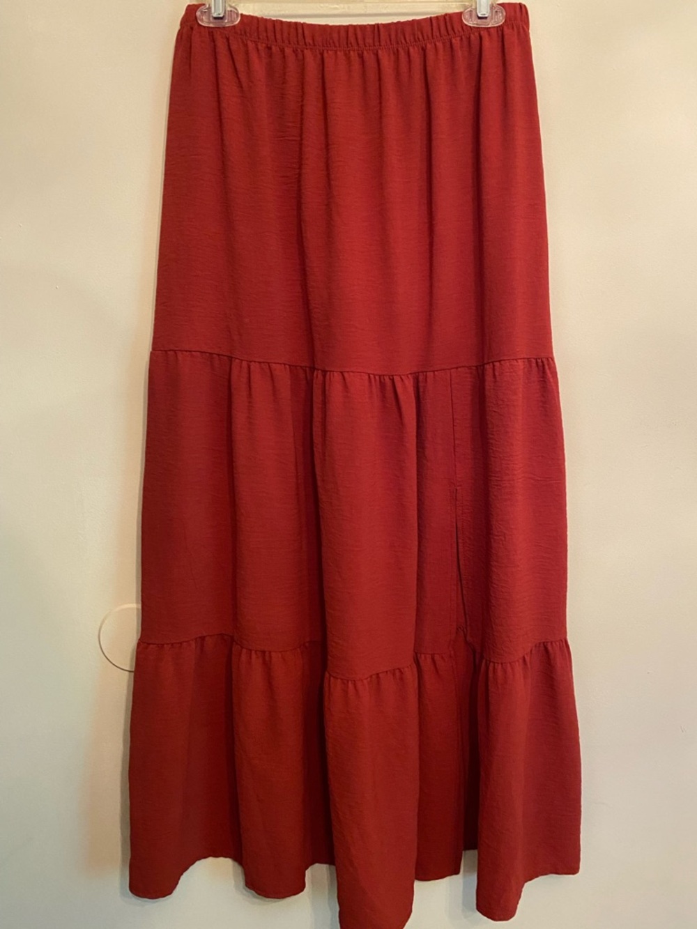 Tiered Maxi Peasant Prairie Skirt in Rust/ Burnt Orange, Size XL